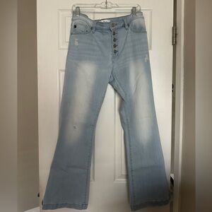 KanCan Light Wash Flare Jeans with Button-Fly